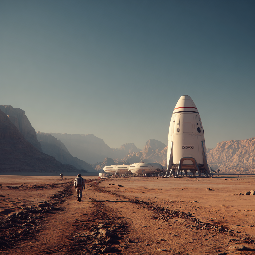 Concept illustration of a human mission to Mars